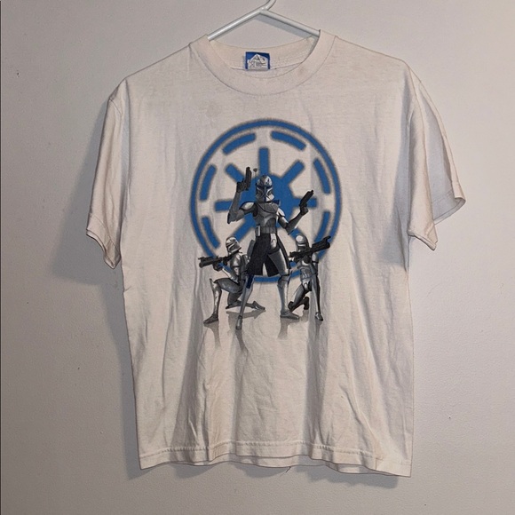 Star Wars White Tee with Blue Clone Trooper Design - Picture 1 of 9